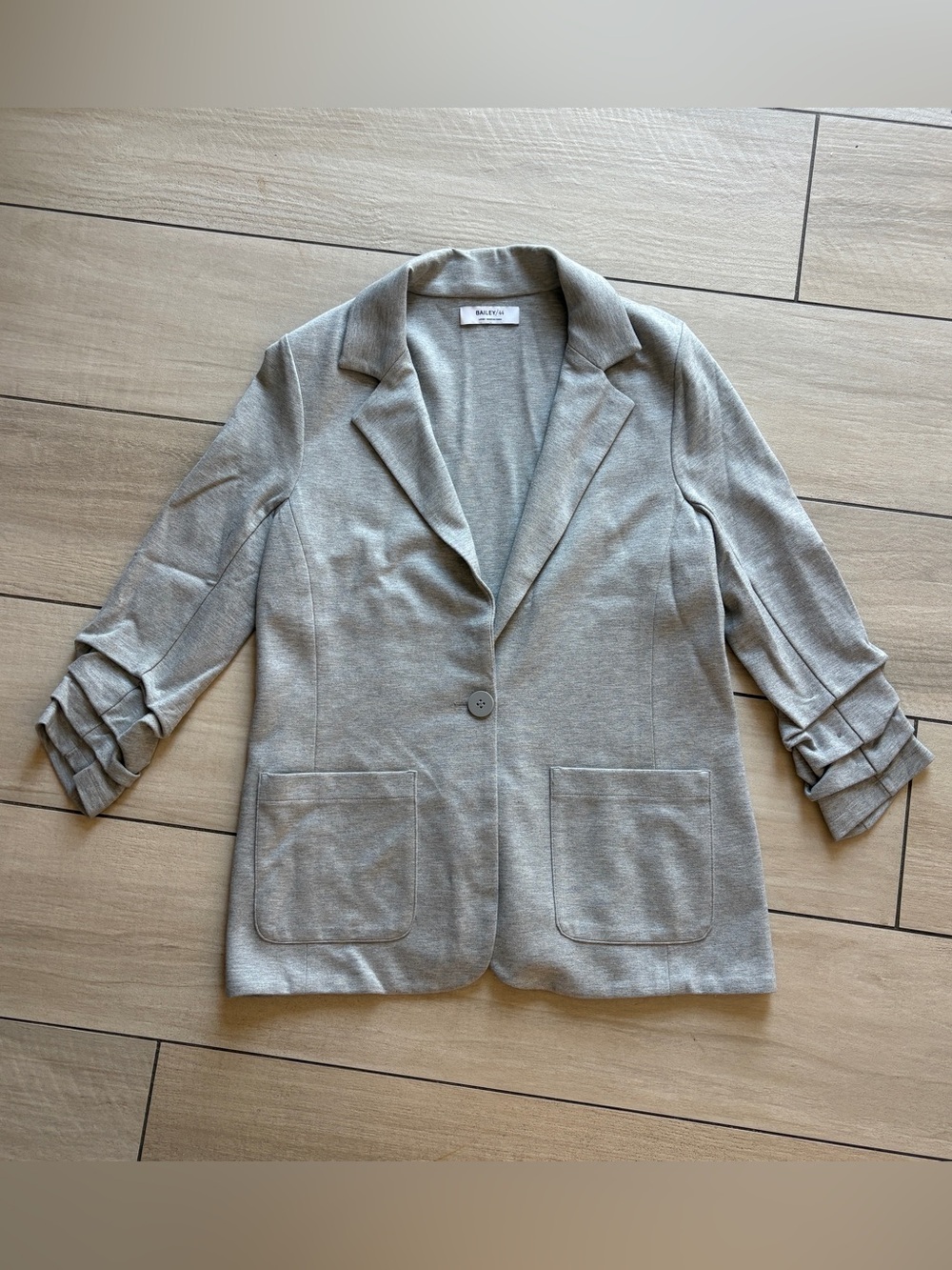 Grey ruched sleeve blazer